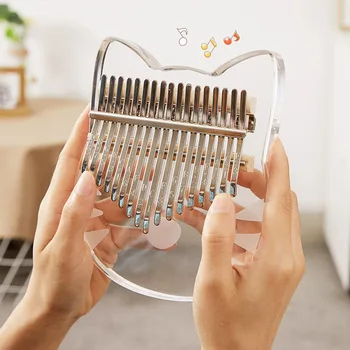 

Thumb Piano Transparent Acrylic 17 21 Keys Keyboard Instrument Handheld Finger Gift Musical Portable Mini Kalimba