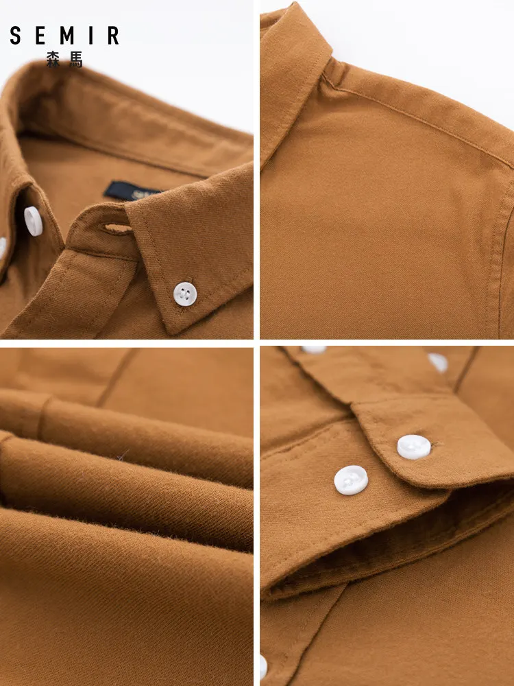 Рубашка SEMIR мужская с отложным воротником приталенная сорочка из 100% хлопка