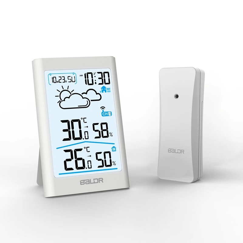 Station météo sans fil avec capteur extérieur intérieur Hygromètre  Thermomètre numérique avec grand écran LCD Di