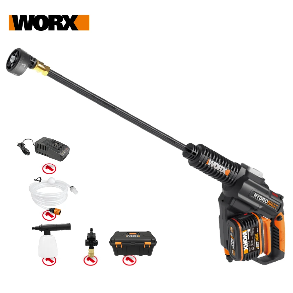 

Worx 20V Hydroshot WG630E.3High Pressure Car Washer Brushless Rechargeable Cordless Car Washing Portable Handheld Cleaner Washer