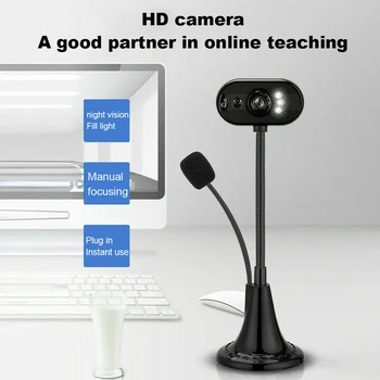 

1x HD Webcam With Night Vision Microphone Free Drive USB For Computer Laptop Desktop Remote Office Video Conference Online Class