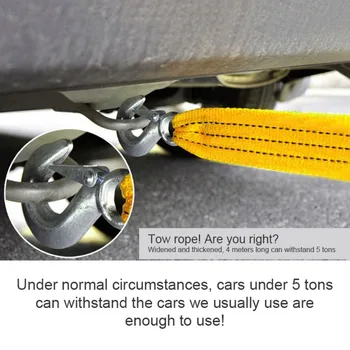 

9.84ft Car Towing Ropes Fluorescence Heavy Duty 5 Ton Tow Cable With U-shaped/Claw Shaped Hooks Towing Pull Strap Recovery Tools