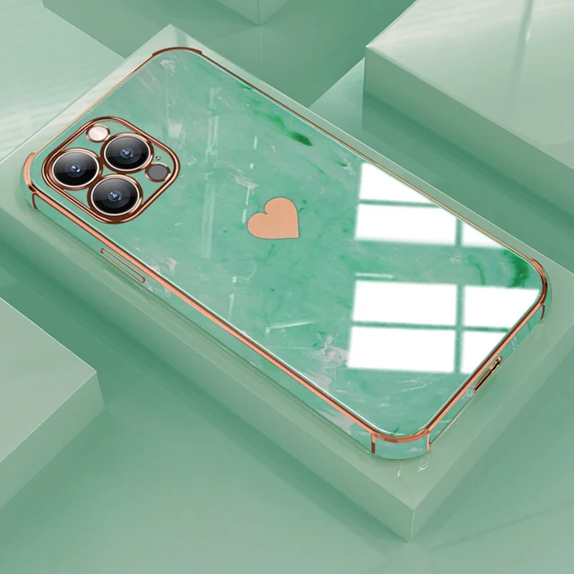 Luxury Shockproof Plating Soft Case For iPhone 13 12 11 Pro Max XS XR X R 8 7 Plus iPhone12 12Pro iPhone11 Marble Texture Covers Green