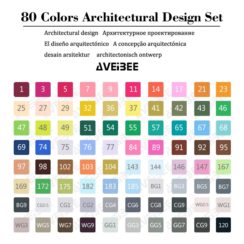 80 Architectural Set Новинка, набор цветов rotuladores 168, художественные маркеры, кисть, ручка для эскиза, на спиртовой основе, копировальные маркеры, двойная головка, манга, ручки для рисования, товары для рукоделия - Цвет: 80 Architectural Set