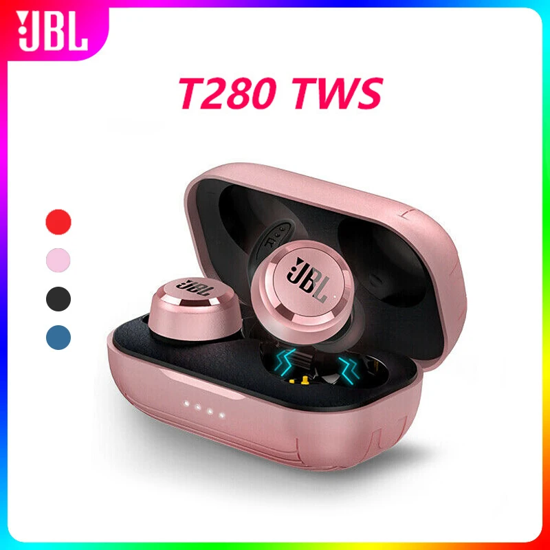 100% original JBL T280 TWS Wireless Bluetooth Earphone Sports Earbuds Deep Bass Headphones Waterproof Headset with Charging Case |
