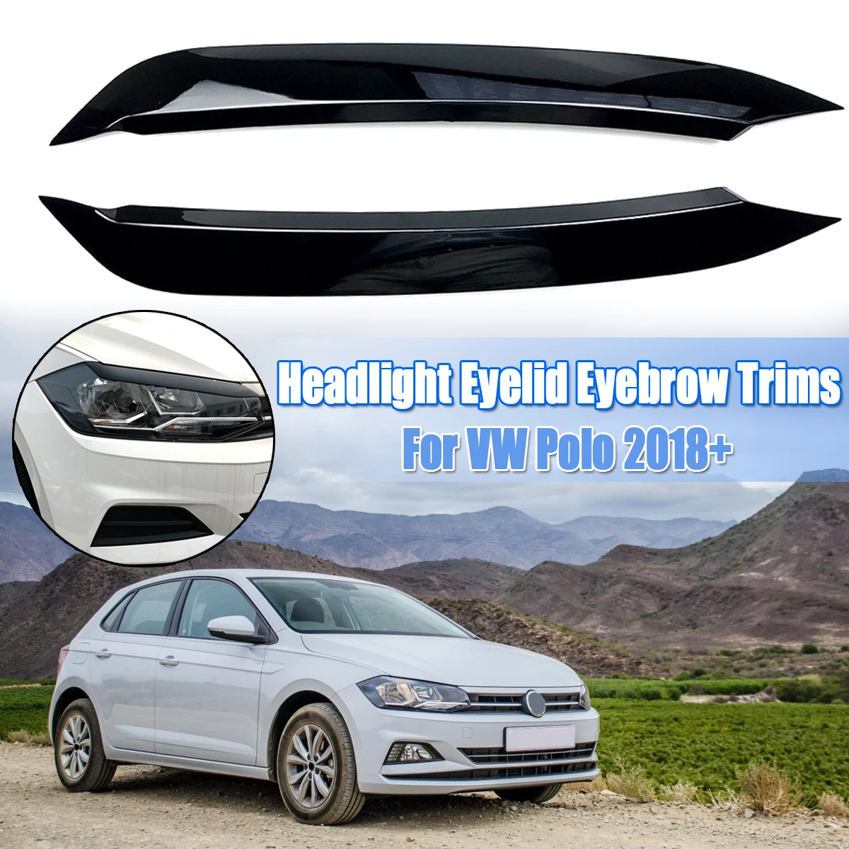 QQKLP Pair Car Headlights Eyelids Eyebrow ABS Trim Stickers Cover Fits VW for POLO MK5 2011 2012 2013 2014-2018 Accessorie Car Styling 