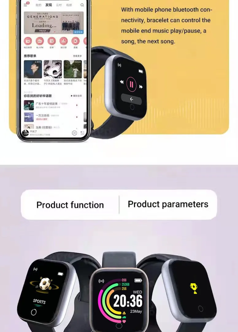 2021 Hot Selling Smart Watch Men Women Digital Watches Bluetooth Sport FitnessTracker Pedometer Y68 Smartwatch for Android Ios