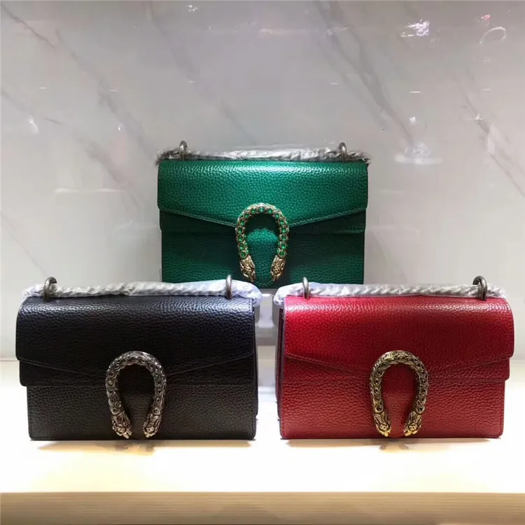 

2020 Genuine Leather Woman Dionysia Double Snake Head Hand Take Single Shoulder Diagonal Package Chain