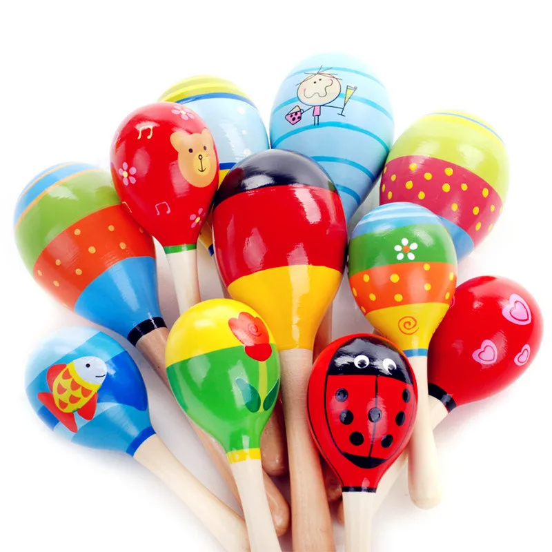 

1Pc 12x4cm Infant & Toddlers Wood Sand Hammer Wooden Maraca Rattles Sand Hammer Kids Musical Party Favor Child Baby Shaker Toy