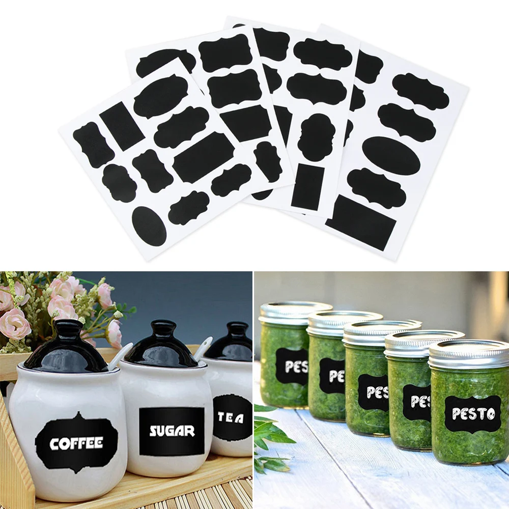 

20/40PCS Waterproof Blackboard Labels Sticker For Kitchen Erasable Spice Jars Tag Decal Chalkboard Sticker