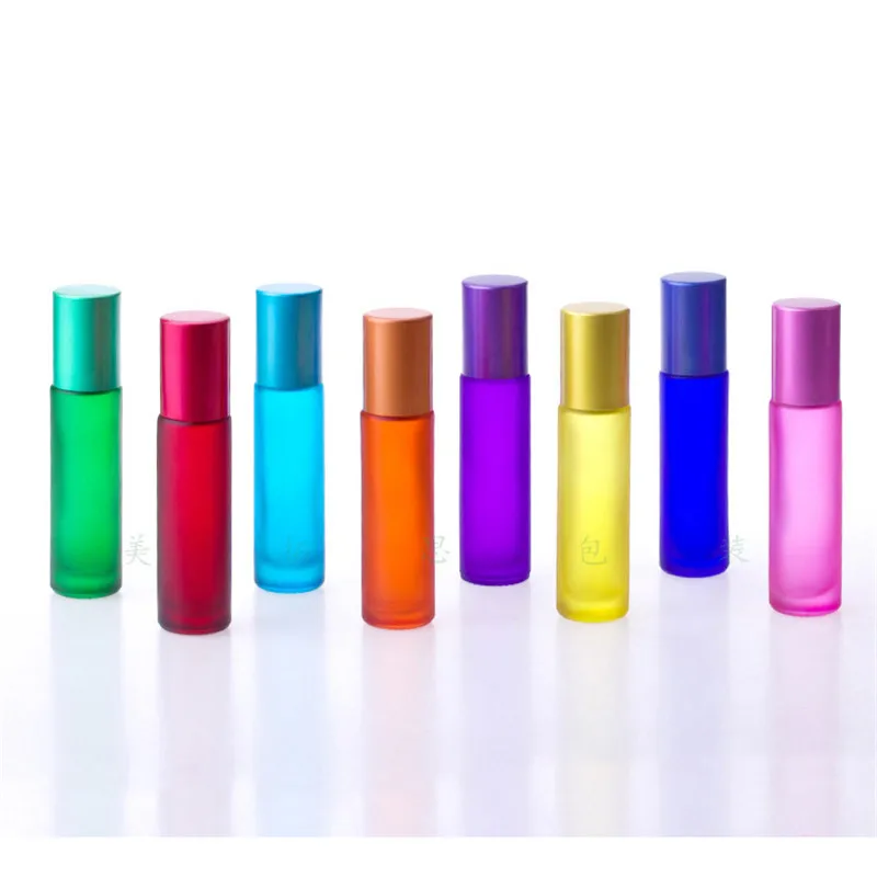 

9 Colors Optional 10ml Matte Essential Oil Refillable Perfume Bottle Portable Roller Ball Thick Roll on Glass Cosmetic Container