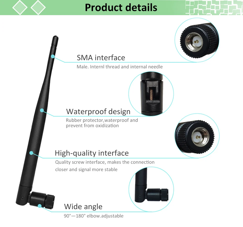 2 шт./лот 2,4 ГГц 5dbi Wifi антенна SMA Мужской 5dbi 2,4G антенна всенаправленная SMA разъем беспроводной маршрутизатор Антенна