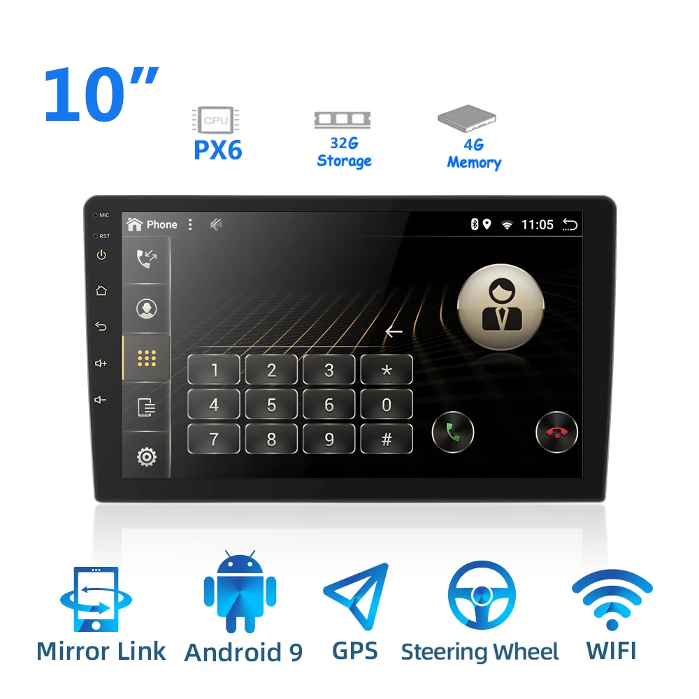 Threecar 2 din Android 9,0 Ouad Core PX6 Автомагнитола Стерео gps Navi Аудио Видео плеер ПК коробка Wifi BT HDMI AMP 7851 OBD DAB+ SWC - Цвет: 10 inch PX6