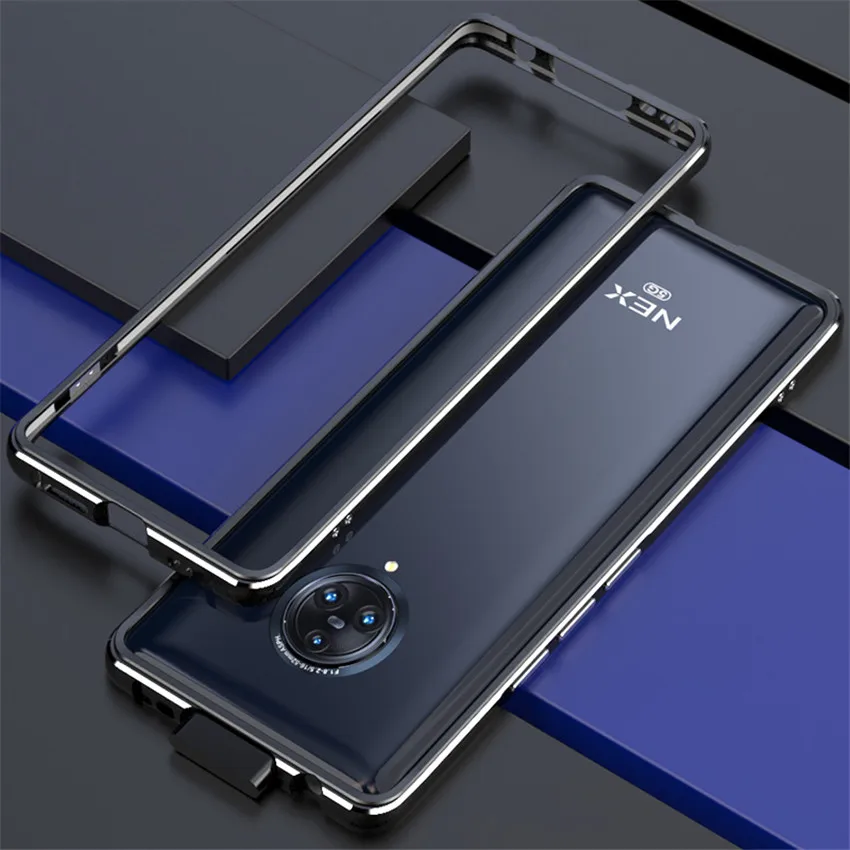 Ультра тонкий металлический каркас для Vivo Nex 3 Nex 2 двойной Дисплей Чехол Жесткий алюминиевый бампер чехол для Vivo Nex 2 Nex 3 - Цвет: black silver