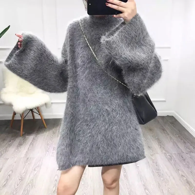 

Cashmere Oversized Loose Sweater Women Turtleneck Long Sweaters Korean Style Sueter Mujer Invierno 2020 Casual Robe Pull femme