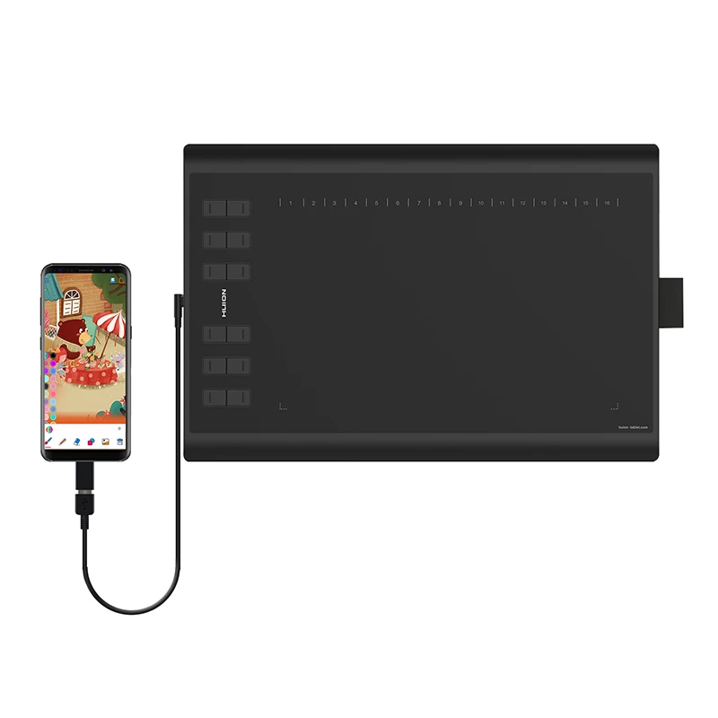 Графический планшет HUION H1060P для рисования безбатарейный стилус наклон ± 60 °