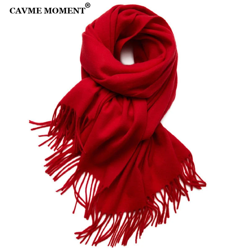 CAVME Pure Wool Scarf Unisex Christmas Gift Basic Long Sacrves with Tassels Fashion Warm 100% 40*200cm 180g |