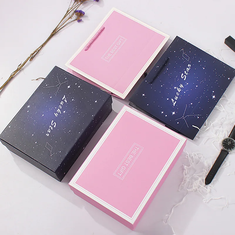 

Exquisite Shoes and Clothes Gift Box Star Sky Gift Box Matching Handbag Box Valentine's Day Wedding Party Gift Boxes Bags
