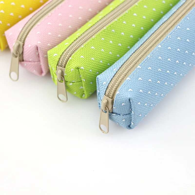 Милый конфетный цветной чехол карандаш Kawaii Dot Canvas Pen Bag Канцелярский мешочек для