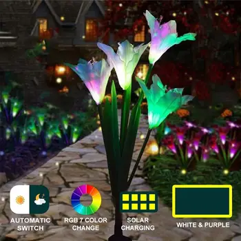 

Beautiful Garden Lamp Light Lily LED Flower Solar Waterproof Landscape Lamp Gift Yard Gardening Decoration Outdoor Home