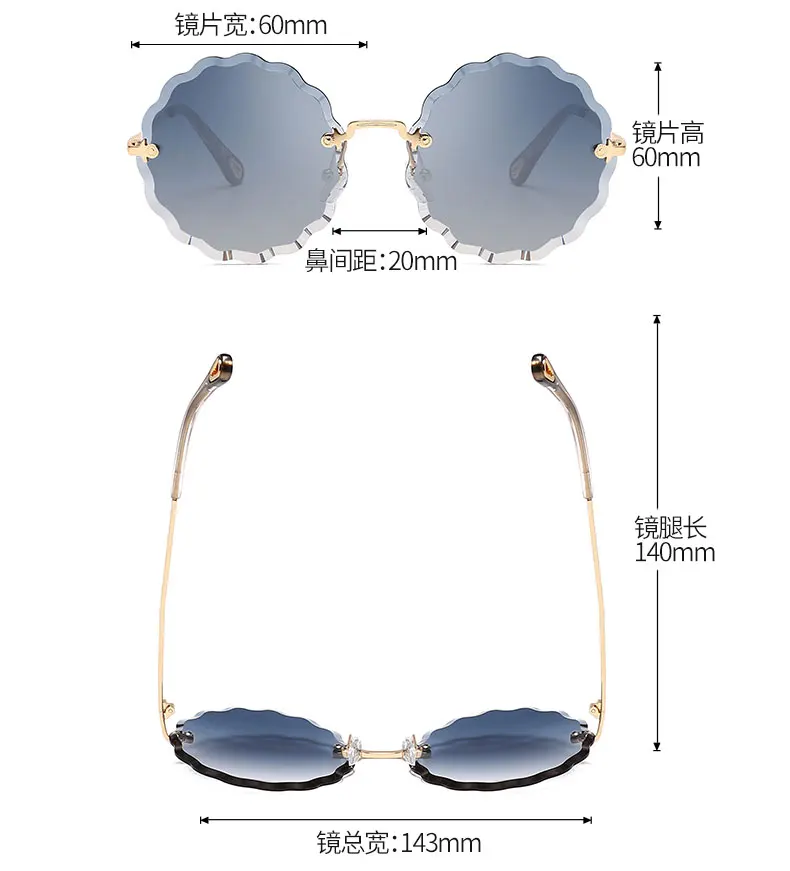 MuseLife волнистый узор круглые безрамные Солнцезащитные очки женские Ретро градиентные солнцезащитные очки мужские модные женские очки UV400