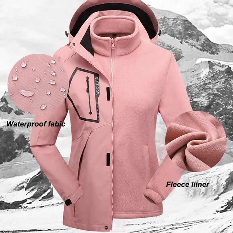 2021 Winter Ski Jacket Women High Quality Waterproof Warmth Female Coat Snow Camping Skiing and Snowboard 3 in 1 Jacket Brand