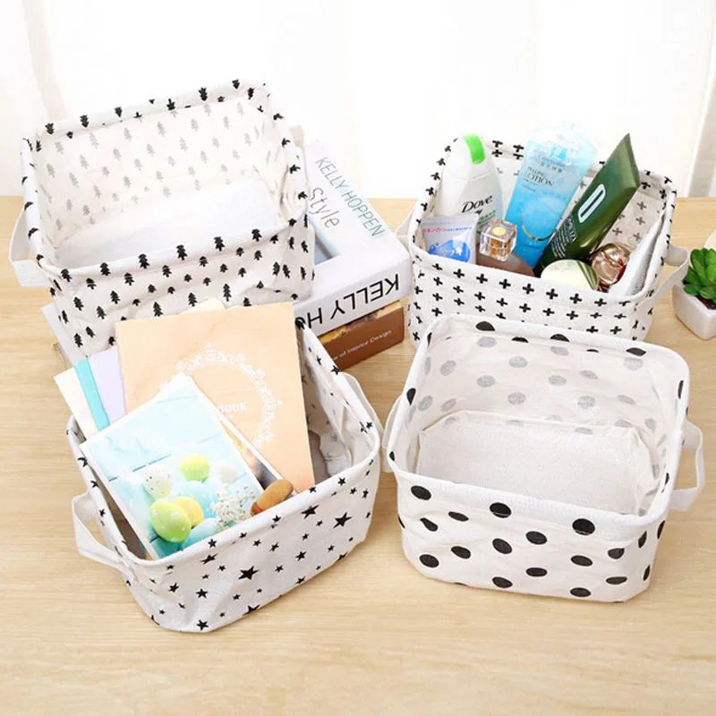 

1PC Linen Folder Desk Storage Box Holder Jewelry Cosmetic Stationery Organizer Case Box