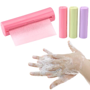 

Pull Type Disposable Boxe Soap Foaming Flakes Bath Clean Scented Slice Washing Hand Mini Portable Soap Paper Home Practical
