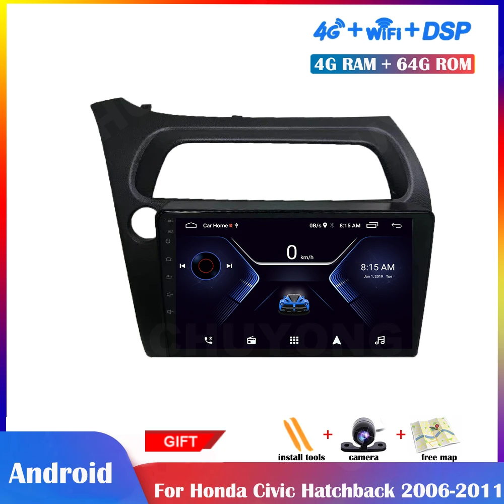 Мультимедийный плеер 9 дюймов Android для Honda Civic Hatchback 2006-2011 автомобильное радио