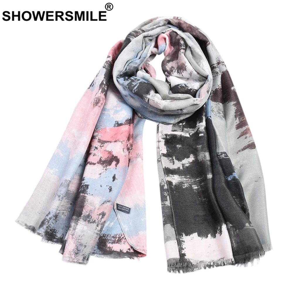 SHOWERSMILE шарфы для женщин граффити хлопок лен печатных шарф для женщин красочные женские шаль богемный шарфы аксессуары