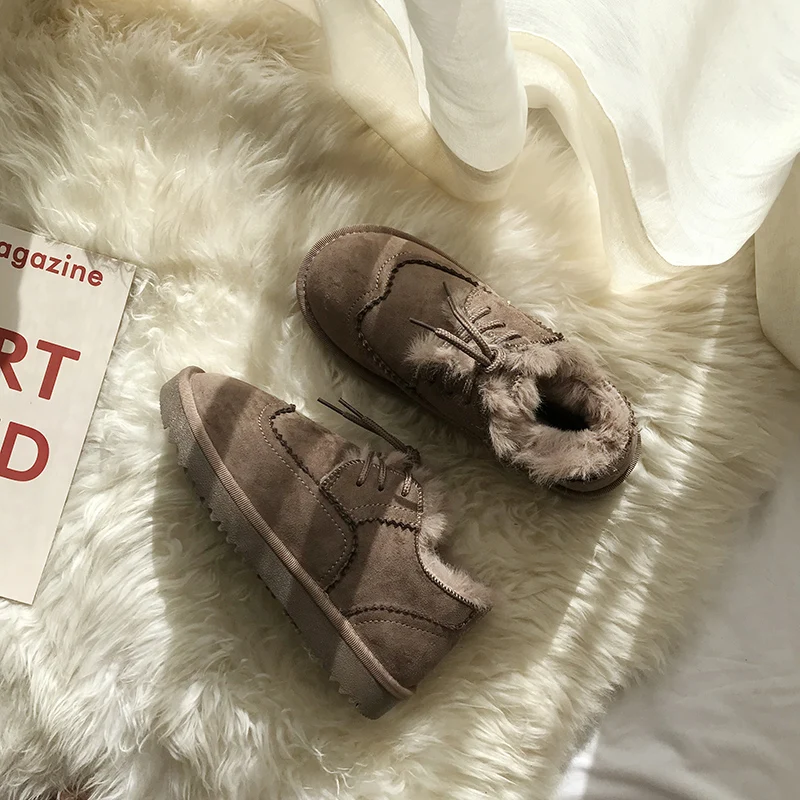 Tanie Śnieg buty damskie buty z futerkiem zimowe ciepłe buty na niskim obcasie kostki Botas antypoślizgowe damskie trampki Zapatos Mujer