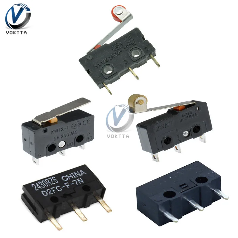 

10Pcs/lot KW11-3Z KW12-3 D2FC-F-7N 3 Pin Micro Switch Micro Limit Switch Roller Lever Arm Snap Action Switch with Pulley