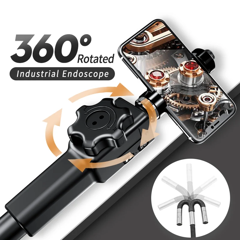 Endoscope Camera 5.5MM/8.5MM Articulating For iPhone PC Visual Automotive Inspection 2-Ways &180 Degree Articulates Probe