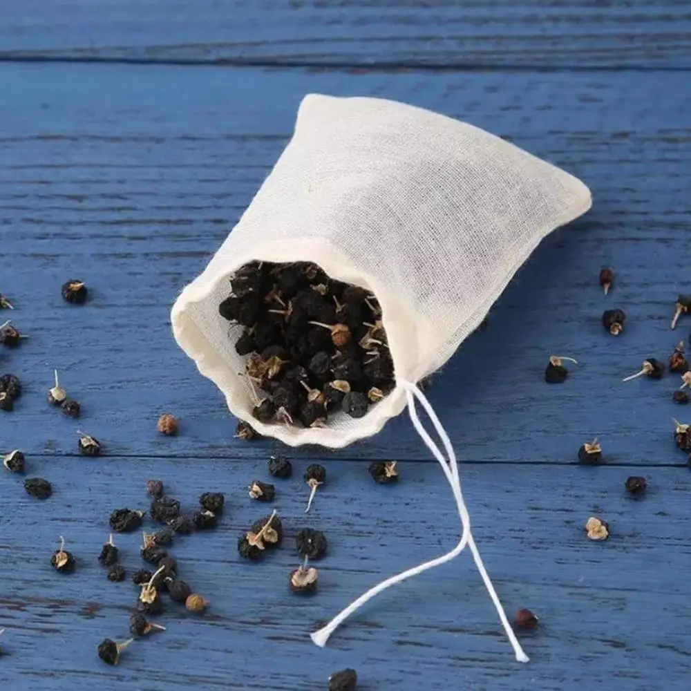 10Pcs Reusable Drawstring Cotton Filter Bags Tea Bag for Herbal Loose Tea Leaves Kitchen Cooking Spice disposable tea bags disposable tea filter bags