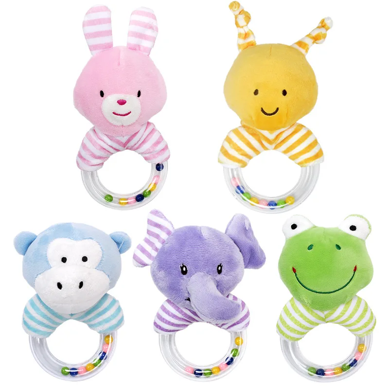 Милые детские игрушки-погремушки, плюшевый кролик, Детская мультяшная кровать, игрушки для новорожденных 0-24 месяцев, обучающая игрушка, кролик, медведь, ручные колокольчики
