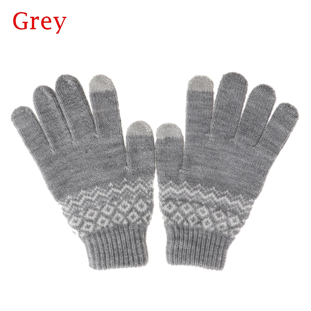 Style 4 - grey 1 пара, мужские утолщенные вязаные перчатки для экрана телефона, мужские зимние осенние теплые шерстяные кашемировые однотонные перчатки, мужские перчатки, деловые перчатки - Цвет: Style 4 - grey
