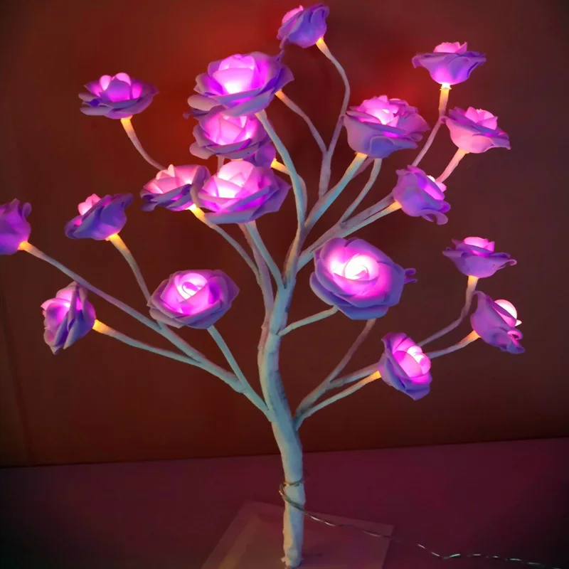 

Creative LED Small Tree Lamp Artificial Rose Tree Lights Model Peach Blossom Small Night Lamp GIRL'S Heart Home Christmas Decora