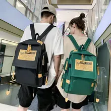 

Backpack canvas school bag unisex fashion trend British college style junior high school student backpack student school bag sac