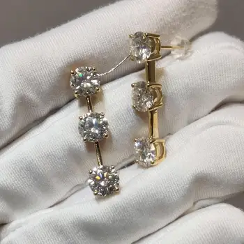 

inbeaut 18K Yellow Gold Excellent Cut Diamond Test Past Total 6 Carat D Color Moissanite Stud Earrings AU750 Classic Jewelry