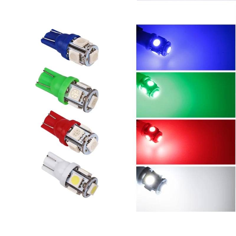 10 шт./лот T10 W5W светодиодные лампы 5050 5 SMD 194 168 Ксеноновые белые клиновидные