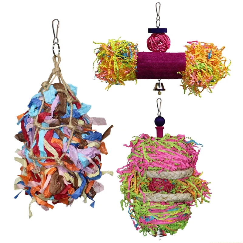 3 Pack Bird Shredder Toys Parrot Foraging Hanging Toy for Cockatiel