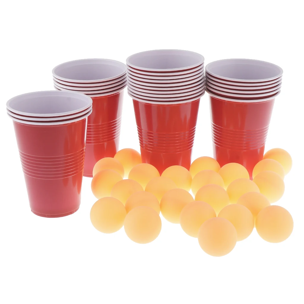Beer Pong 24 Cups +24 Ping Pong Balls - Fun Holiday College Party Wine Tool