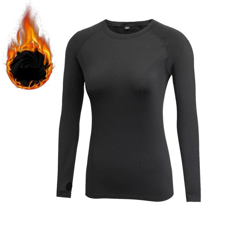 Fanceey, 5 цветов, термобелье, зимнее термобелье для женщин, флис, теплые зимние кальсоны для женщин, термобелье, рубашка, базовый слой - Цвет: Black Shirt