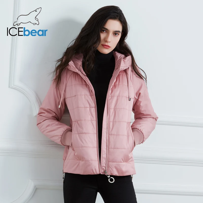  ICEbear 2020 New Women's Spring Coat High Quality Brand Clothing Short Coat with Hat Fashion Woman Clothing GWC20070D 