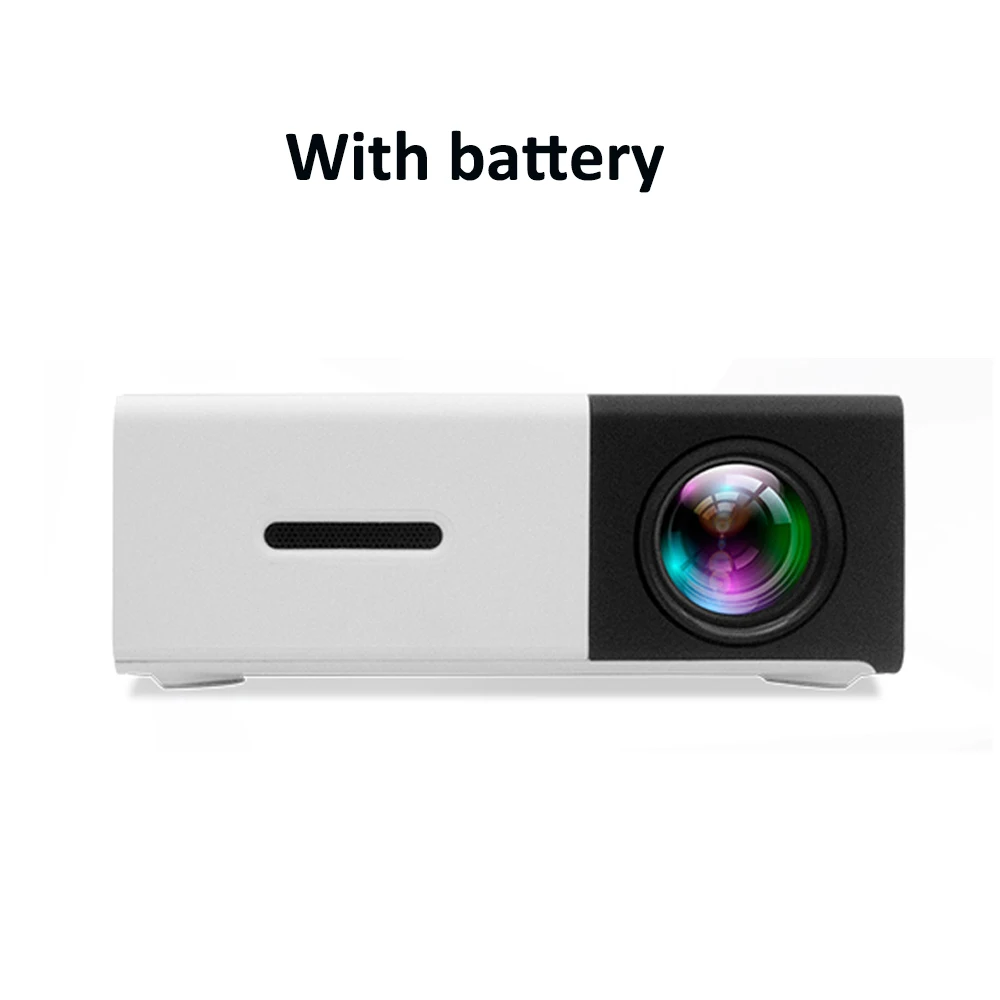 YG300 проектор 320x240 пикселей 600 люмен проектор экран 80 дюймов светодиодный проектор Объектив 3,5 мм аудио HDMI светодиодный мини-проектор - Цвет: Black with battery