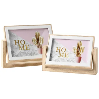 

European Whirling Mirror & Photo Frame Wood Adornment Casing Creative Decorative Home Table Studio Desk Decor Ornament