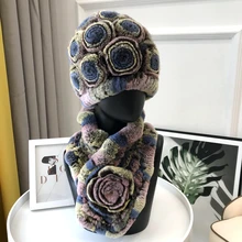 Зимние шапки из натурального меха кролика Рекс и прямой набор шарфов из меха кролика рекс вязаный женский помпон из натурального меха шапки шарф набор