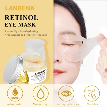 

LANBENA Retinol Eye Mask Hyaluronic Acid Eye Patches Serum Reduces Dark Circles Bags Eye Lines Repair Nourish Firming Skin Care