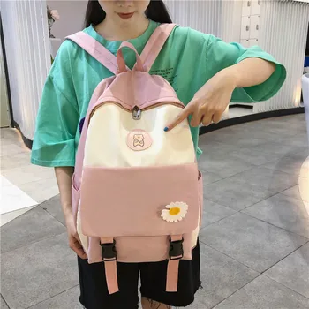 

Nylon 2020 New Korean Student Bag Small Daisy Backpack Female Leisure College Style Wild Travel Rucksack Mochila Mujer Sac A Dos