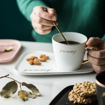 

260ML Phnom Penh Coffee Cup Mugs Creative Environmental Protection Coffee Utensils Gold Gup And Saucer Set Suitable For Offic